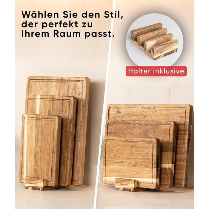 Набір обробних дощок з натурального акацієвого дерева 3 шт Deco haus