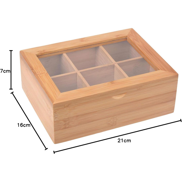 Чайна коробка GRWE з 10 відділеннями, відкидною кришкою, оглядовим віконцем, коробкою для чайних пакетиків для зберігання чаю з захистом від аромату - 36 x 20 x 9 см Велика - 10 відділень (бамбук, мала - 6 відділень)