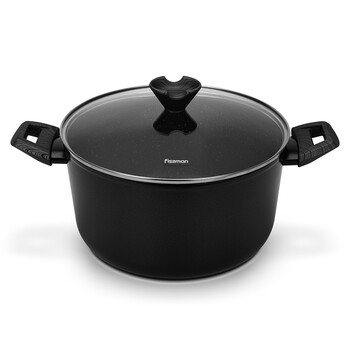 Кастрюля Fissman 26x13,5 см/6,5 л ANGELA со стеклянной крышкой алюминий с антипригарным покрытием (14608)
