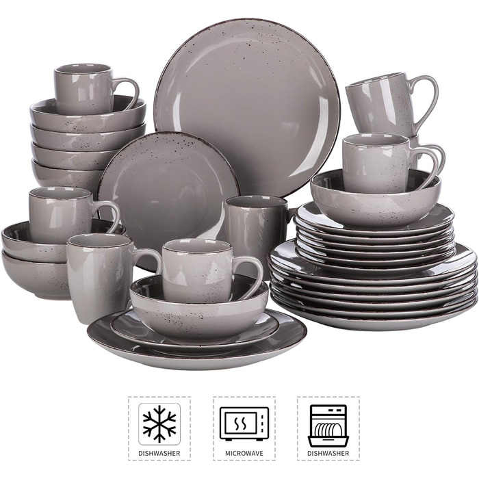 Комбінований сервіз vancasso, набір посуду Navia з кераміки, столовий сервіз із 32 предметів, вінтажний зовнішній вигляд, дизайн природи (набір із 32 предметів, Navia-2)