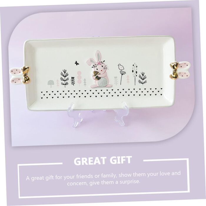 Керамічна сервірувальна тарілка з малюнком кролика 35,5 х 15 см ROMISBABA