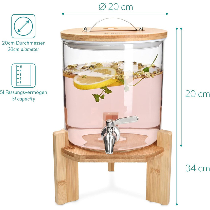 Диспенсер для напоїв зі сталевим краном 5 л Navaris