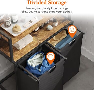Кошик для білизни Lifewit, відро для білизни, 95 л, легко знімається, кошик для білизни з великою полицею зверху, 2 знімні кишені, ручки, кошик для білизни 2 відділення, пральня, спальня, ванна кімната, гуртожиток, чорний