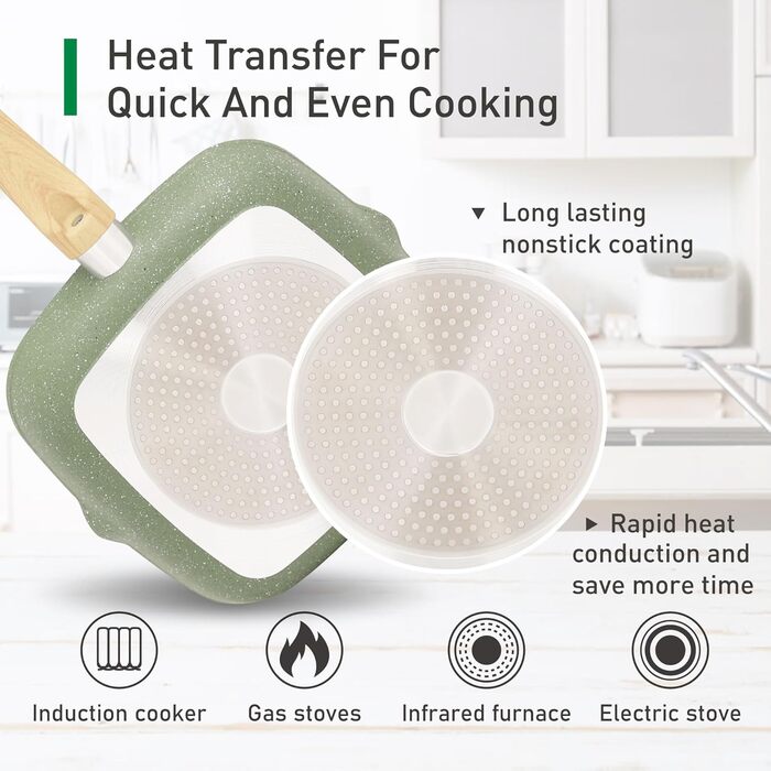 Набір кухонного посуду, 17 предметів, зелений Kitchen Academy