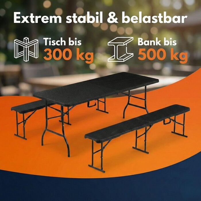 Складаний набір столу та дві лавки ALBATROS