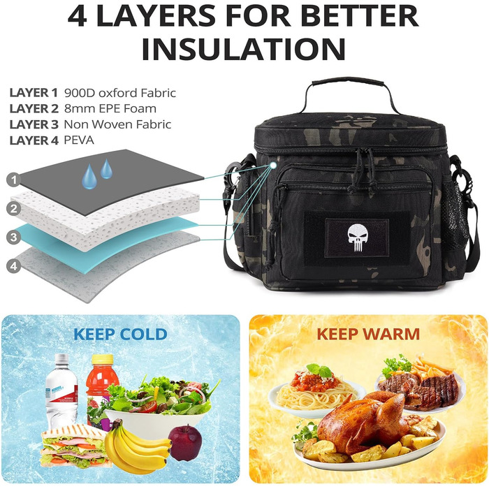 Термосумка 12 л чорний камуфляж Bunnychic