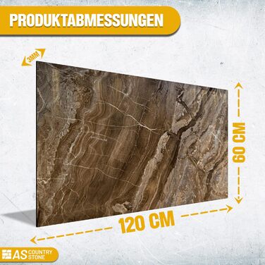 Стінові панелі AS Country Stone під мармур 60x120 см ПВХ-облицювання стіни з пластикових панелей для кухні, ванної кімнати тощо Панель кухонного фартуха (4 шт., колір Arebesceto Brown)