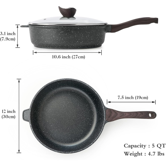 Сковорода с антипригарным покрытием и крышкой 30 см Kordisen