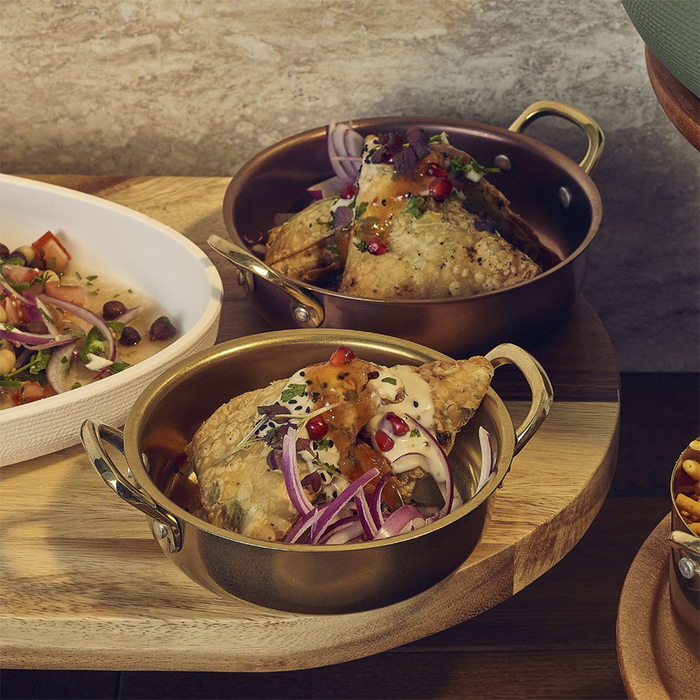 Сковорода для подачі 15.5*4 см, 660 мл, кругла, металева, Gold Vintage Steel, GenWare