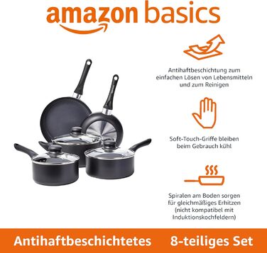 Набір посуду з антипригарним покриттям Kitchen-Profi Basics, чорний (8 предметів)