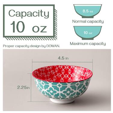 Керамічні миски DOWAN для пластівців, n десертні миски на День подяки та Різдво, великий набір супових мисок для макаронів, салату, морозива та вівсяних пластівців, набір із 6 шт. (300 мл, яскравий колір)