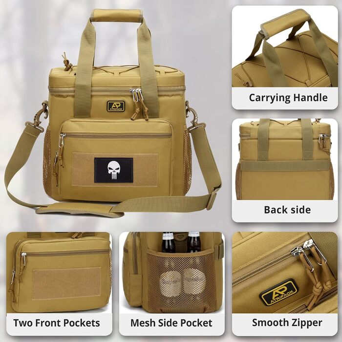 Тактична сумка для ланчу для чоловіків 12,3 л коричнева Bunnychic