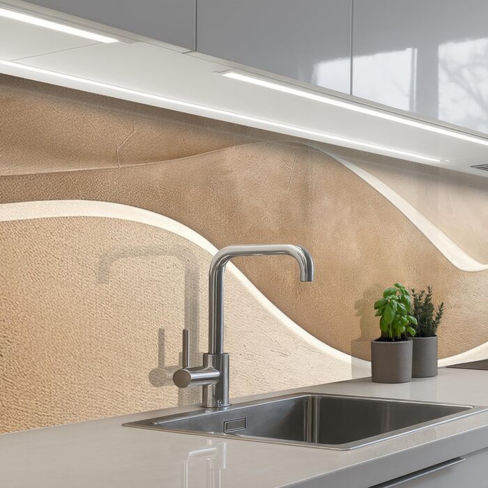 Кухонний фартух 60x80 см Самоклеючий захисний щиток для кухонної стіни Кухонний фартух Кухонні фасади Кухонні фартухи Кухонна стіна Вода - Пейзаж - (Бежевий - Природа, 80 x 300 см)