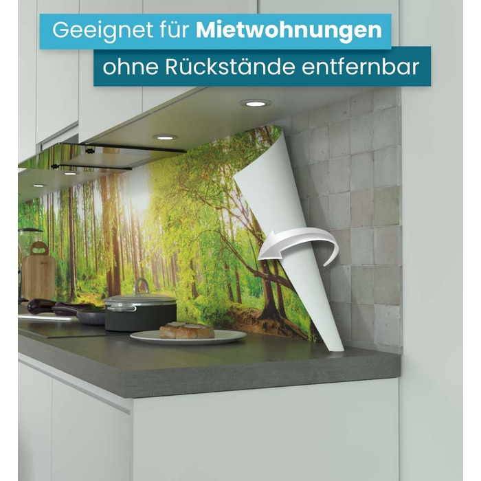 Самоклеючий кухонний фартух - матовий, преміальна бризкозахисна плівка 0,4 мм як доступна альтернатива склу, легке встановлення та очищення - висота 60 см - Дизайн Світло-сірий мармур 180 x 60 см (Лісово-зелений, Ш 340 см x В 60 см, 0,2 мм)