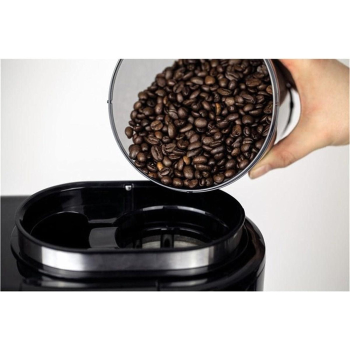 Дизайнерська кавоварка з кавомолкою, 4 чашки кави, також підходить для попередньо меленого кавового порошку, знімний заварювач і кавомолка, РК-дисплей, таймер, функція збереження тепла з РК-дисплеєм і таймером