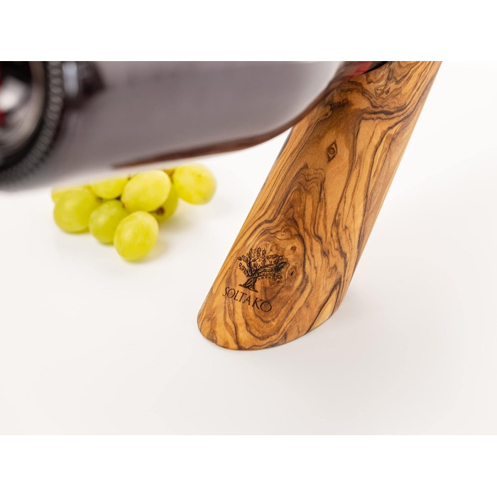 Тримач для винних пляшок SOLTAKO з ексклюзивного оливкового дерева, тримач для пляшок, тримач для вина Ідея подарунка Природа Прикраса столу Підставка для вина 30 см