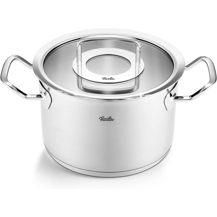 Каструля Fissler Original-Profi Collection/Нержавіюча сталь (Ø 2,1 л) зі скляною кришкою індукційна, срібляста (20 см)