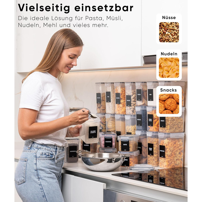 Набор из 24 контейнеров для хранения, прозрачный/черный XL Deco haus