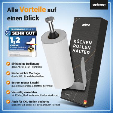 Держатель для кухонных рулонов, серебристый Zewa Vetene