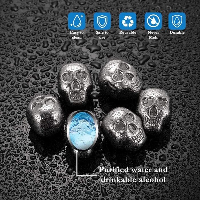 Набір металевих охолоджуючих каменів для віскі у формі черепів Ulalaza