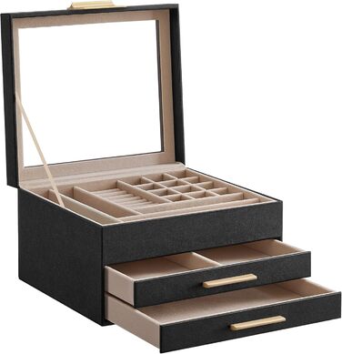 Шкатулка органайзер для ювелирных изделий 3-уровневая черный SONGMICS
