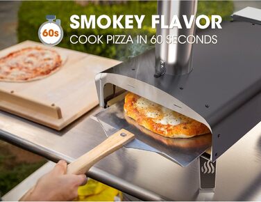 Вулична піч для піци з квадратним каменем 33 см та лопаткою для піци Mimiuo
