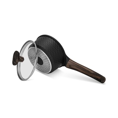 Ковш Fissman 16x7,8 см/1,3 л EVOLUTION со стеклянной крышкой алюминий с антипригарным покрытием (14575)