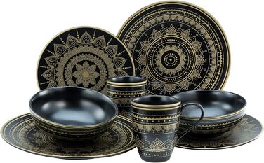 Набор посуды на 2 персоны,  8 предметов, золотисто-черный Mandala Gold Black Creatable