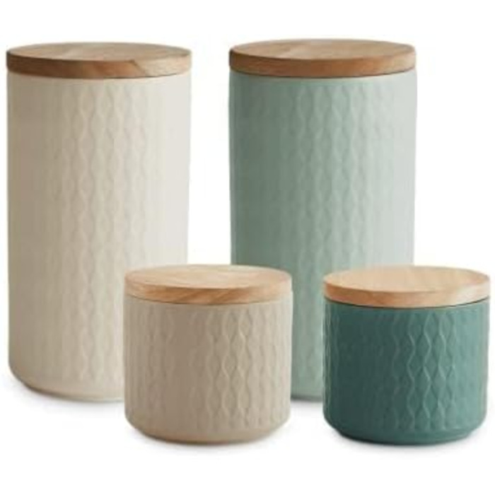 Керамические банки для хранения с деревянными крышками 4 предмета Springlane Kitchen