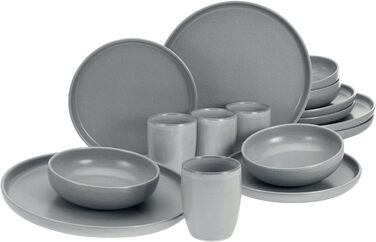 Серия Uno Набор посуды из 16 предметов, набор из керамогранита (серый, набор из 16 предметов), 22978