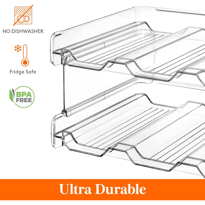 Штабельований тримач для пляшок Lifewit для шафи, морозильної камери, комори - Пластиковий тримач для пляшок з водою для кухонної стільниці, шафи, офісу - упаковка з 2 шт. , кожна полиця вміщує 4 контейнери (6 пляшок)