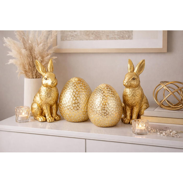 Декоративне пасхальне яйце, Прикраса столу, Прикраса саду, Пасхальна прикраса, Пасхальна фігурка, Весняна прикраса, Пасхальне яйце, Яйця, Пасхальна прикраса, Прикраса для вінків, Пасхальні вінки, Квіти, Весняна прикраса, Золото, Набір з 2 шт.