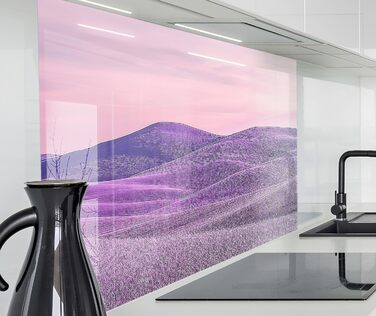 Кухонний фартух timalo зі скляним виглядом Північне море, очерет, захід сонця, океан, солома 2 мм акрилове скло Бризок настінний для плити, кухонний скляний фартух, акрилова скляна настінна панель, панель для фартуха (80 x 50 см, 306- Фіолетовий пейзаж)