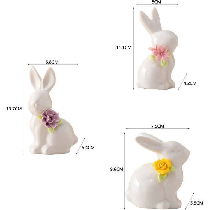 Набір керамічних фігурок пасхального зайчика 3 шт WWT