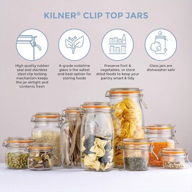 Стеклянная банка для хранения 3 л с зажимом Kilner