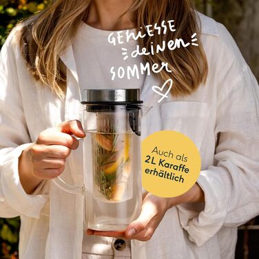 Набір із 2 скляних графинів 1 л з вставкою для фруктів Silberthal