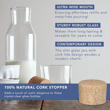 Стеклянные бутылки-графы 4 шт 1 л HEFTMAN