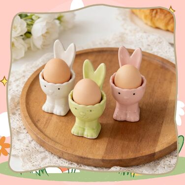 Набір із 2 порцелянових стаканчиків для яєць на Великдень, керамічні стаканчики для яєць у формі кролика, кумедні, креативні тарілки для пасхальних яєць у формі кролика, можна мити в посудомийній машині, підставка для варених яєць, великодні подарунки (A 