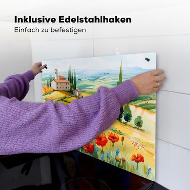 Фартух для плити, кухонний фартух, вініл, 78x52 см, декор для кухні, облицювання стіни, кришка для плити - сіро-чорна (квітковий пейзаж, 52,7Д x 91,6Ш см)