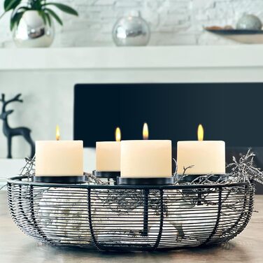 Набір із 4 свічок-стійок Brandsseller 7 x 10 см фарбовані та виготовлені з парафіну сільські свічки з тривалим часом горіння декоративні свічки для прикраси столу, Різдва та вечірок (7 x 7,5 см набір із 4 шт. , кремові)