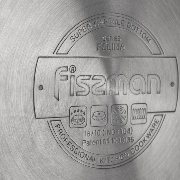 Ківш Fissman FELINA 16x10,5 см / 2,1л. зі скляною кришкою нержавеющая сталь (5337)