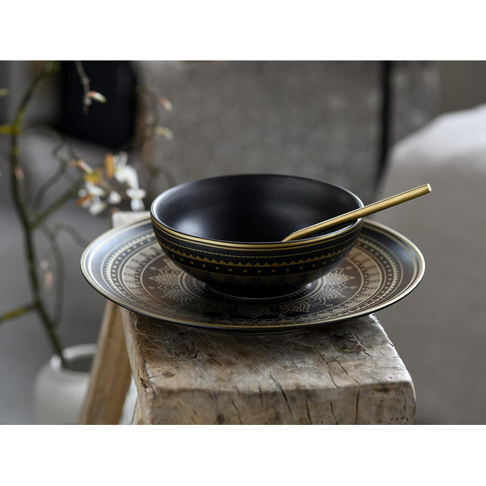 Набір посуду на 2 персони, 8 предметів, золотисто-чорний Mandala Gold Black Creatable
