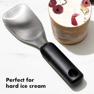 Ергономічна ложка для морозива OXO Good Grips з ежектором нержавіюча сталь 11,7 x 26,7 см, курок (лопатка, чорний)