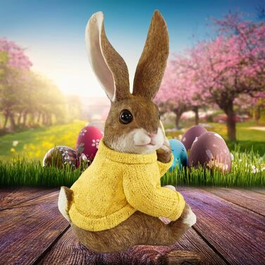 Декоративні фігурки великодніх зайчиків жовтий светр colourliving