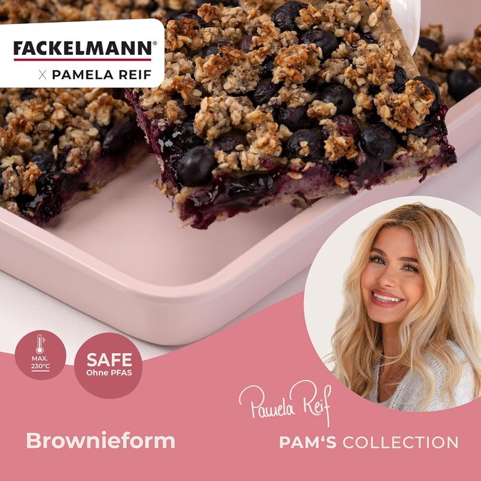 Форма для выпечки брауни 23 x 23 x 4 см, пастельно-розовая Pamela Reif Fackelmann