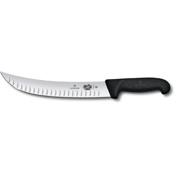 Кухонный нож Victorinox Fibrox Butcher blade 25см рифленый. из черного. Ручка