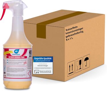 Засіб для чищення кухні KaiserRein Intensive Cleaner - Професійний спрей для видалення жиру 1 л - Ефективно видаляє жир та стійкі забруднення на кухні, в громадських місцях, на грилі та на поверхнях (8 л (1 упаковка))