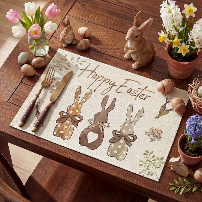 Набор из 4 пасхальных ковриков с милым кроликом 30 х 45 см YEAMLTE