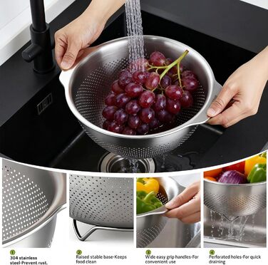 Кухонний друшляк-сито з 2 ручками 27 см Greentainer
