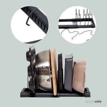 Тримач для посуду розсувний, набір 2 предмети, чорний Simplywire